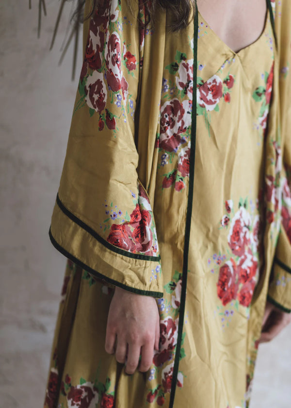 Mustard Floral  100% Cotton Printed Kimono