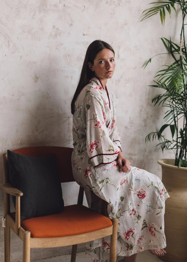 Natural Floral  100% Cotton Printed Kimono